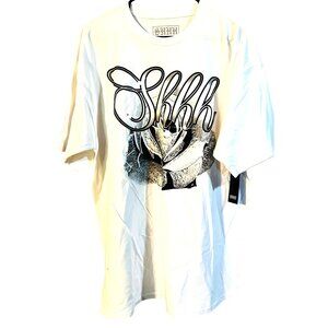 New SHHH Womens White Graphic T-Shirt X-Large "Shhh Rose"